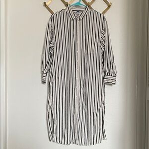 Old Navy Striped Button Down Midi Shirt Dress with Pockets